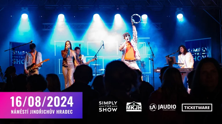 Kapela Simply The Show: pozvánka na veřejný koncert, 16.8.2024 Jindřichův Hradec