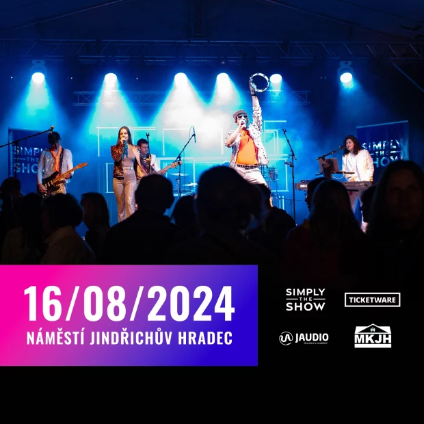 Kapela Simply The Show: pozvánka na veřejný koncert, 16.8.2024 Jindřichův Hradec